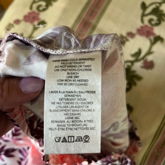 Cecilia Pettersson Anthropologie Floral Print Pants Med Pockets Pink Wide Leg - Picture 9 of 9